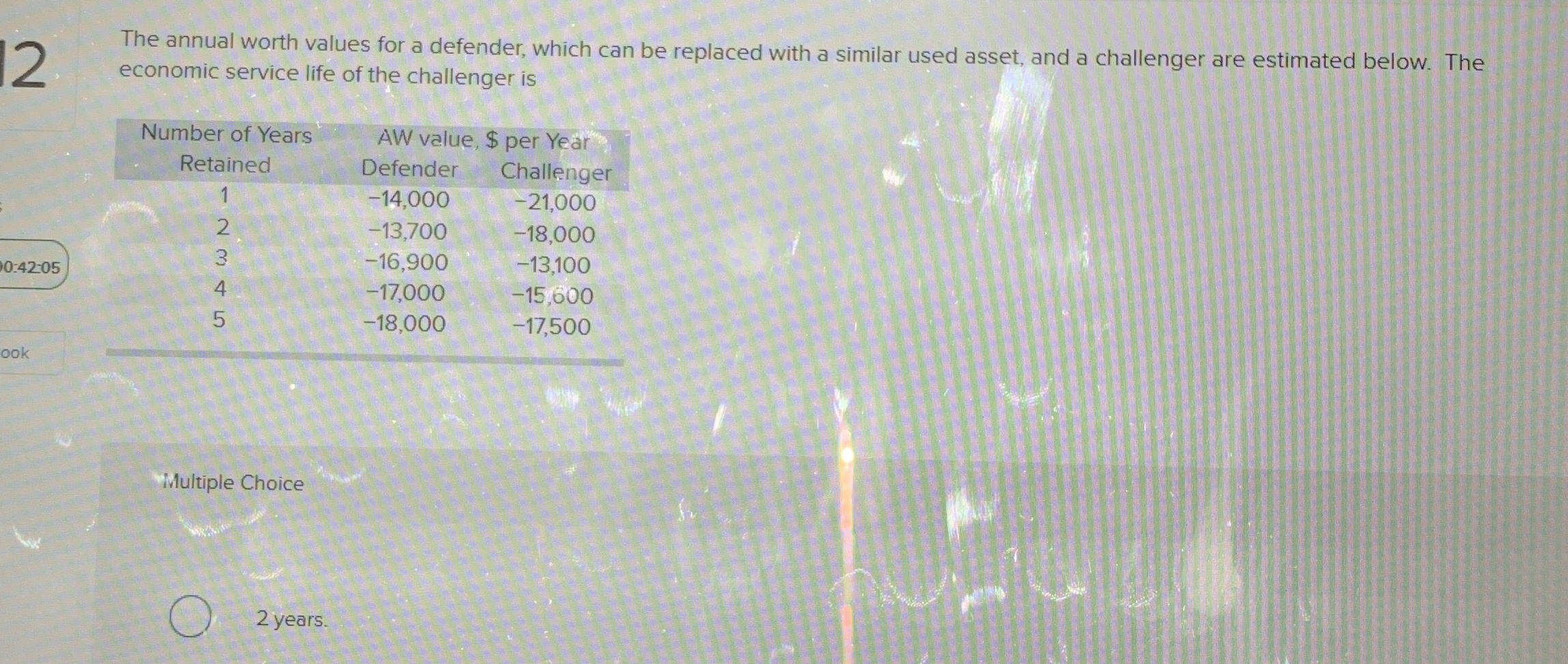 1 2 The annual worth values for a defender, which