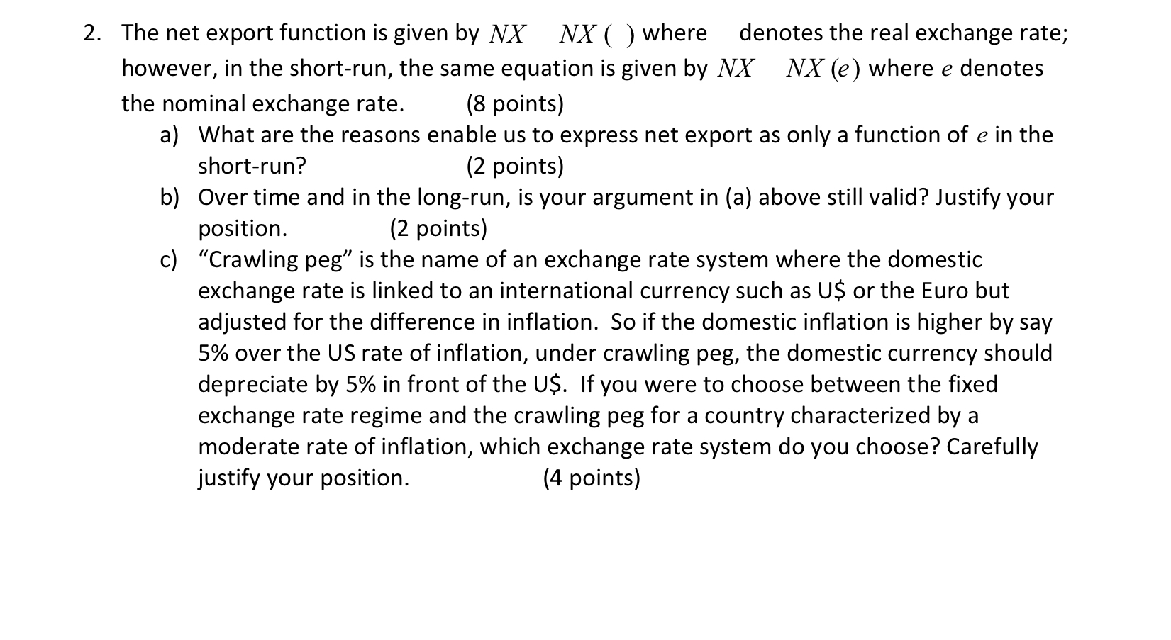 The net export function is given by N x , N x ( )
