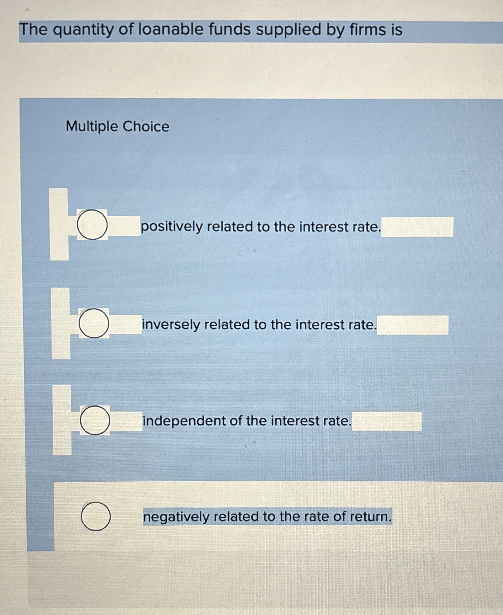 The quantity of loanable funds supplied by firms
