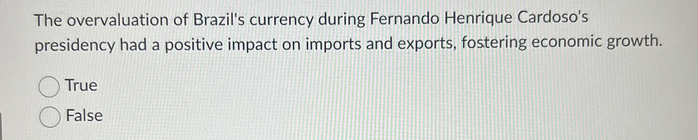 The overvaluation of Brazil's currency during