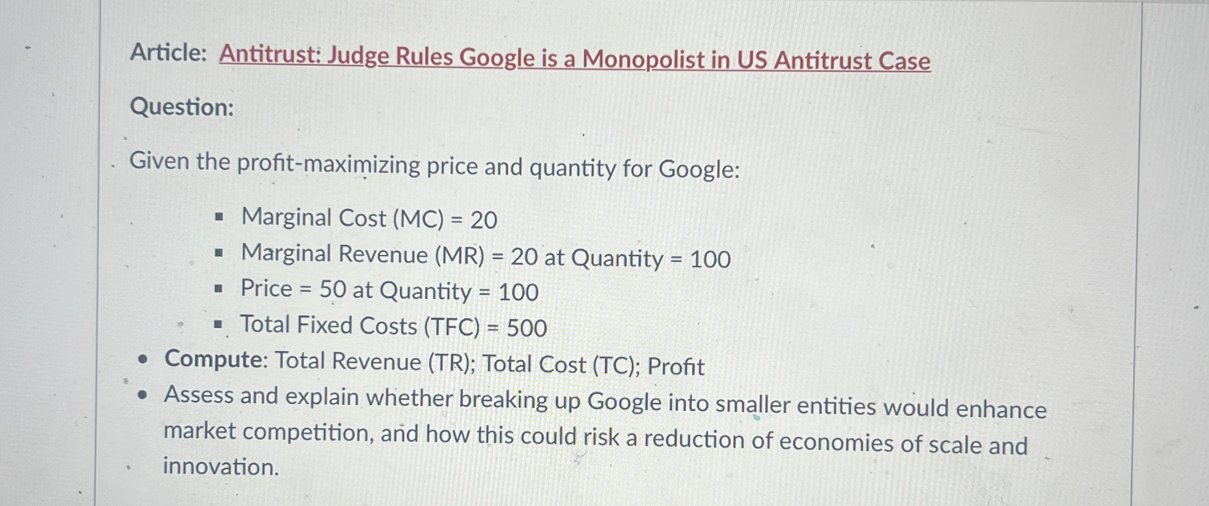 Article: Antitrust: Judge Rules Google is a