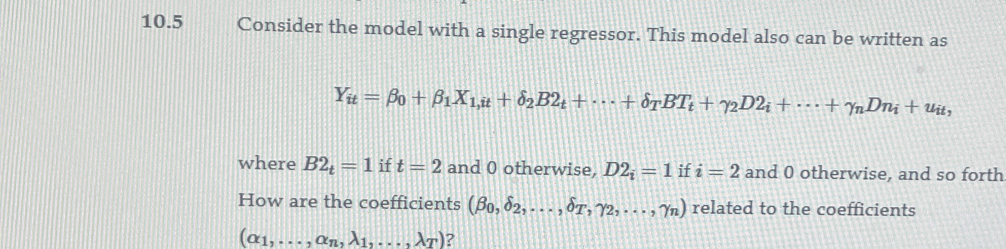 1 0 . 5 Consider the model with a single