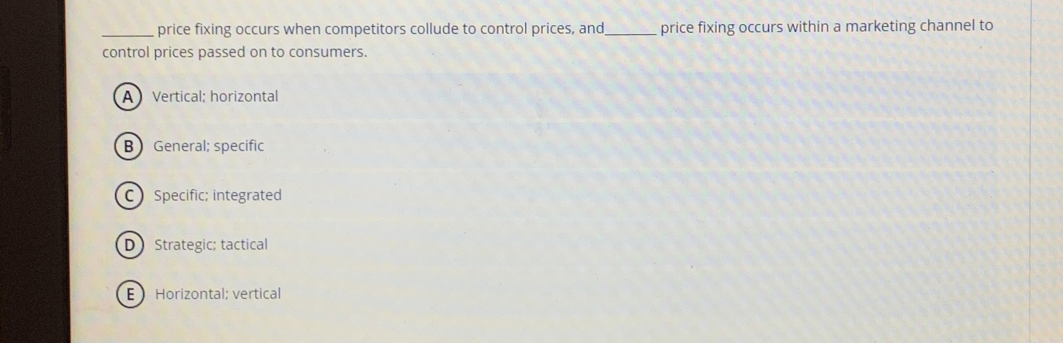 q , price fixing occurs when competitors collude
