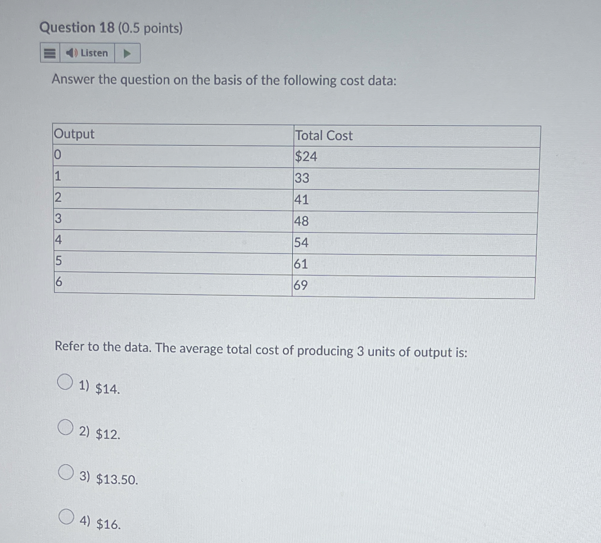 Question 1 8 ( 0 . 5 points ) Answer the question