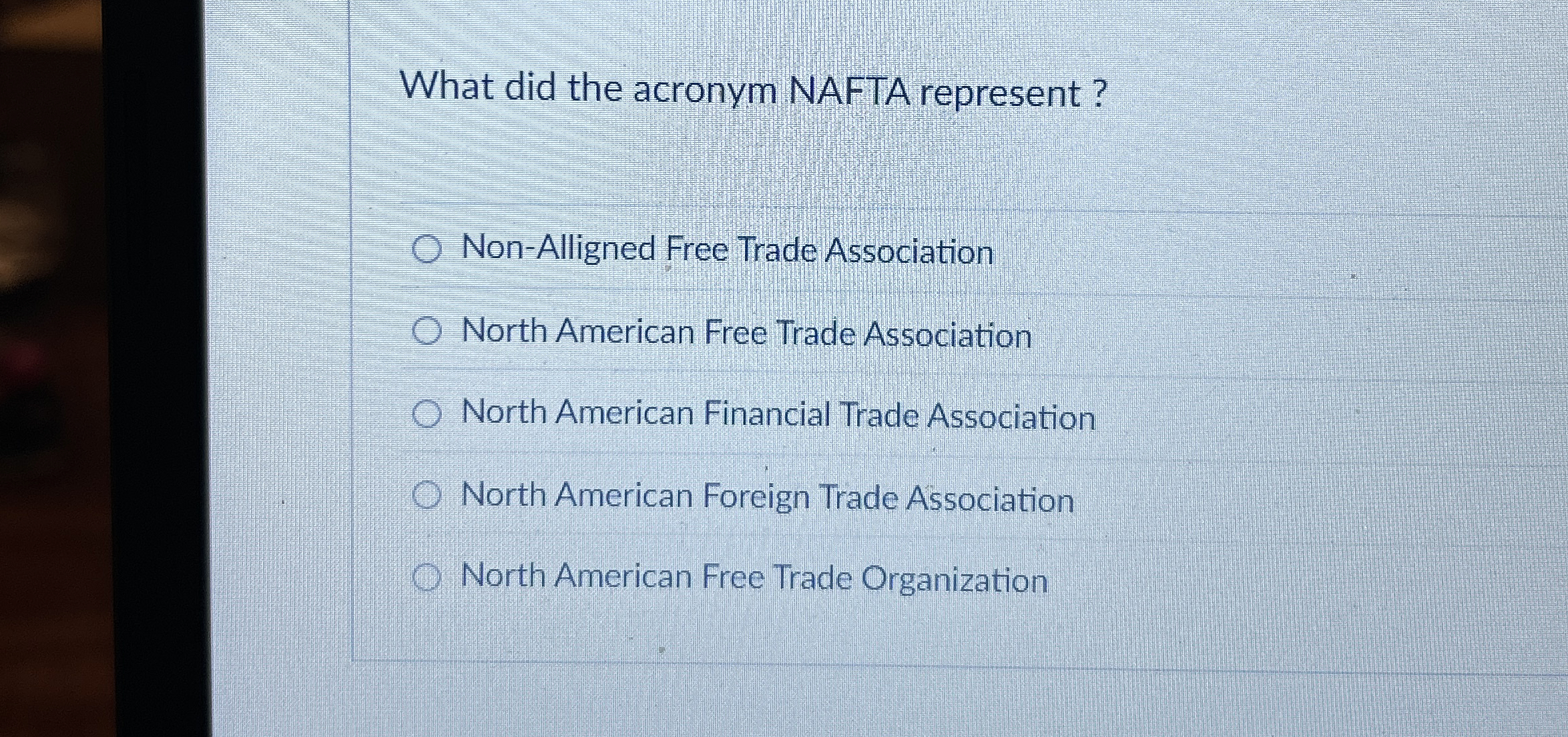 What did the acronym NAFTA represent ? Non -