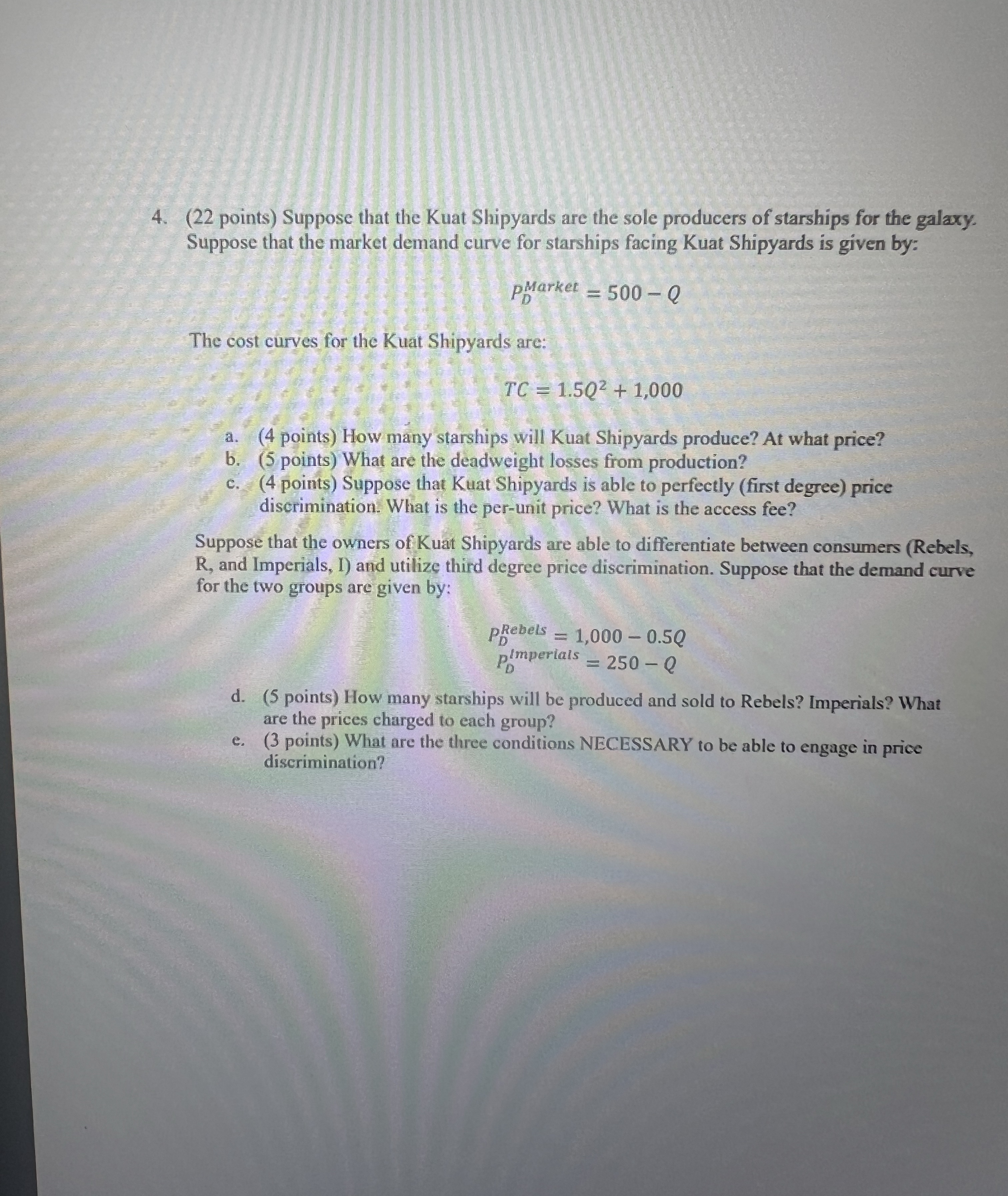 ( 2 2 points ) Suppose that the Kuat Shipyards