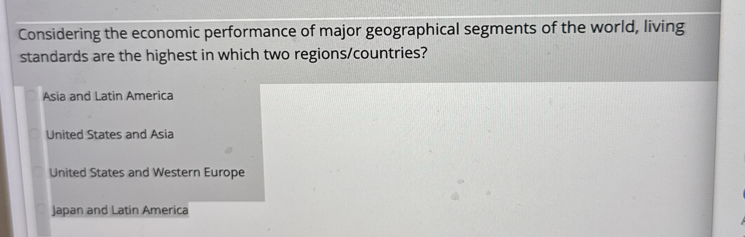 Considering the economic performance of major