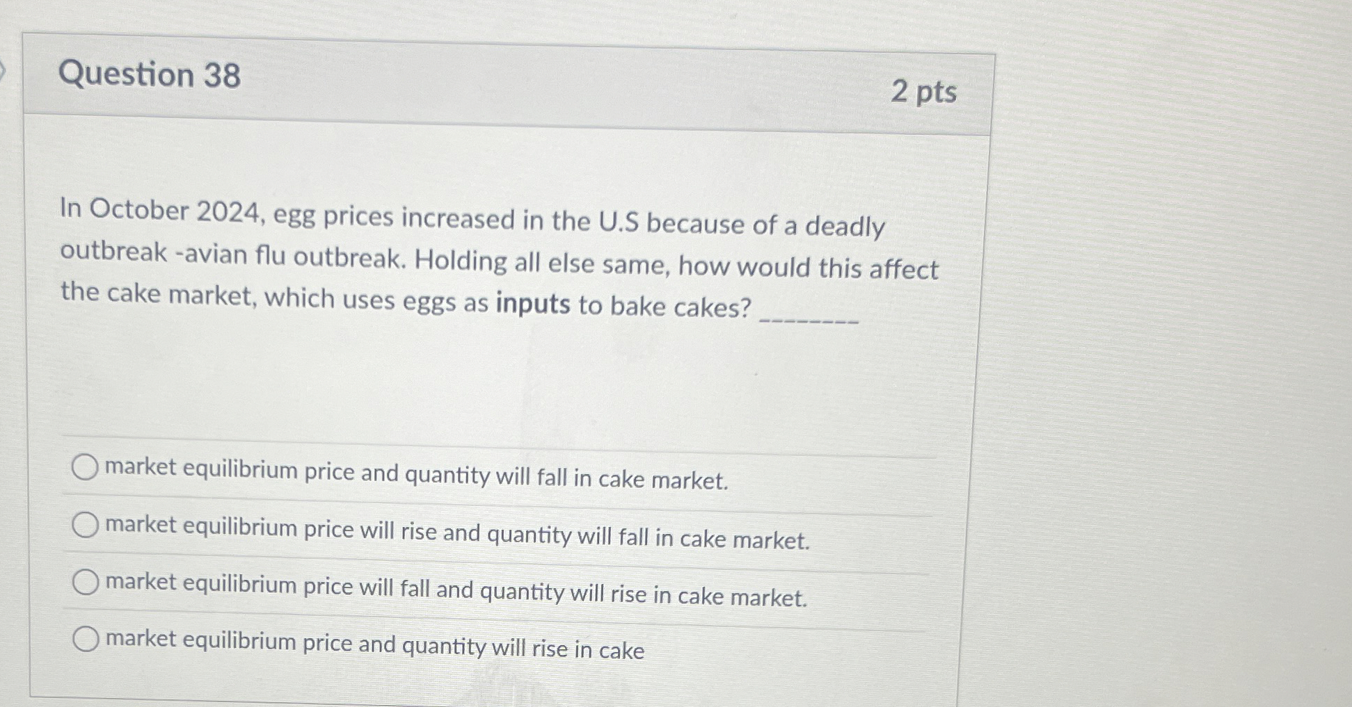 Question 3 8 2 pts In October 2 0 2 4 , egg