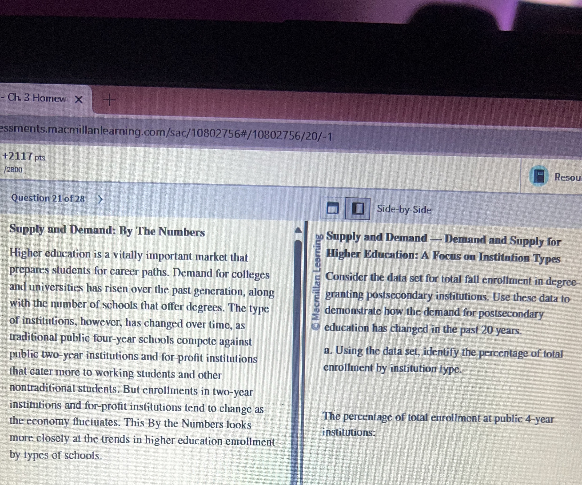 Ch 3 Homew sssments.macmillanlearning.com / sac /