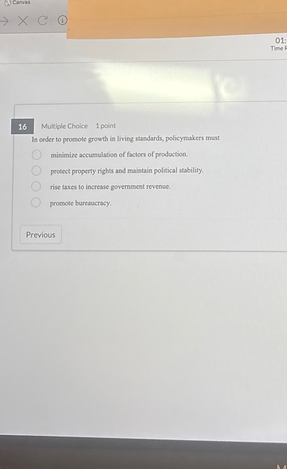 Canvas 0 1 : Time 1 6 Multiple Choice 1 point In