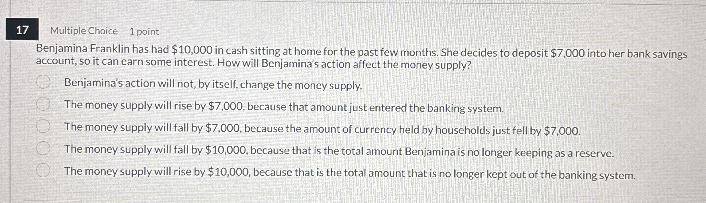 1 7 Multiple Choice 1 point Benjamina Franklin