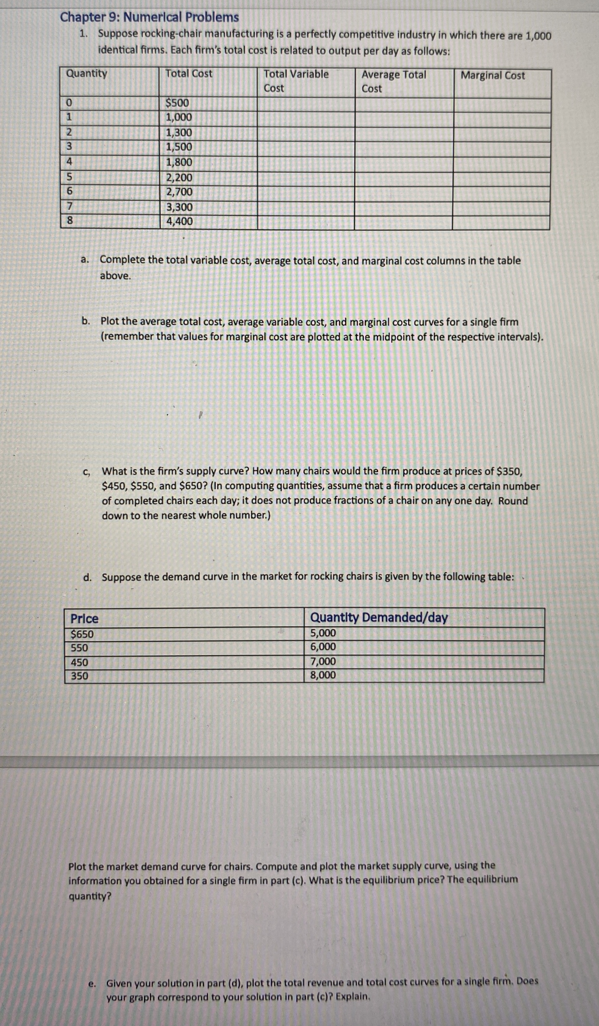 Chapter 9 : Numerlcal Problems Suppose rocking -
