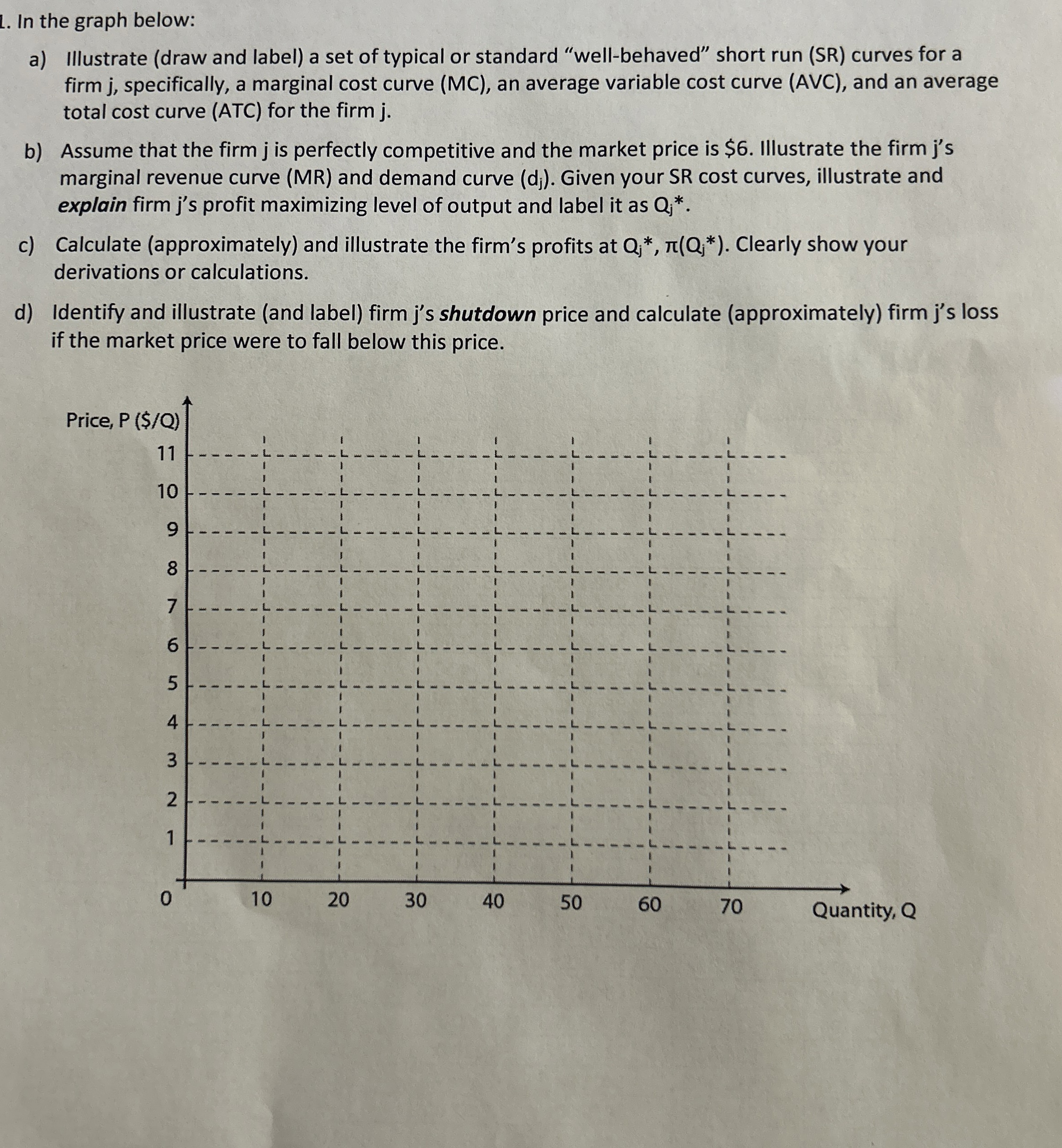 I. In the graph below: a ) Illustrate ( draw and