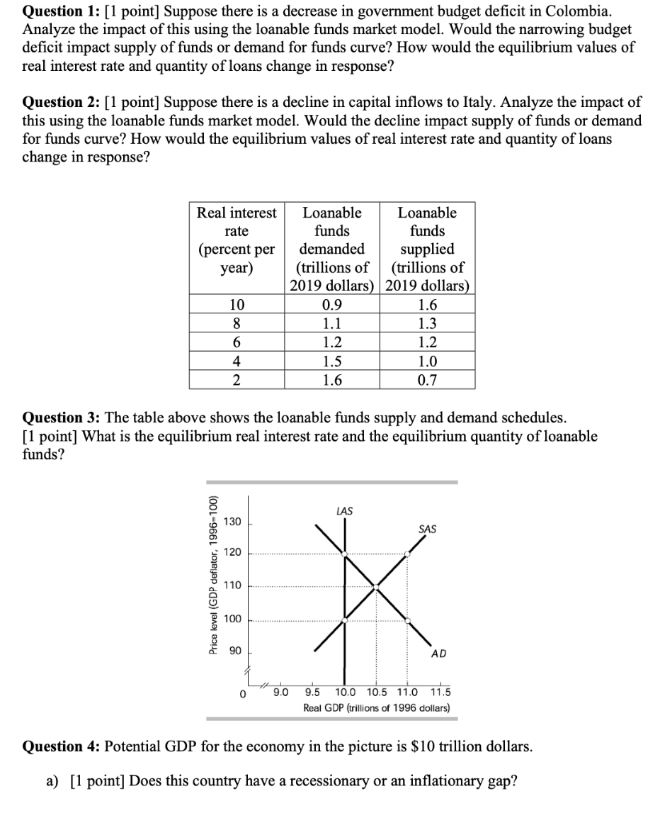 Question 1 : [ 1 point ] Suppose there is a