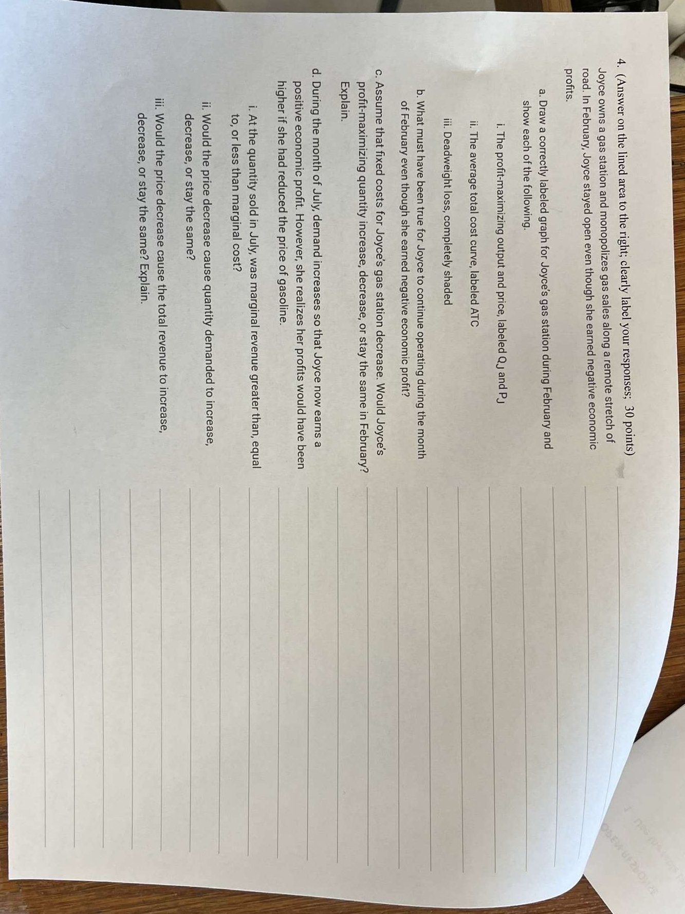 ( Answer on the lined area to the right; clearly