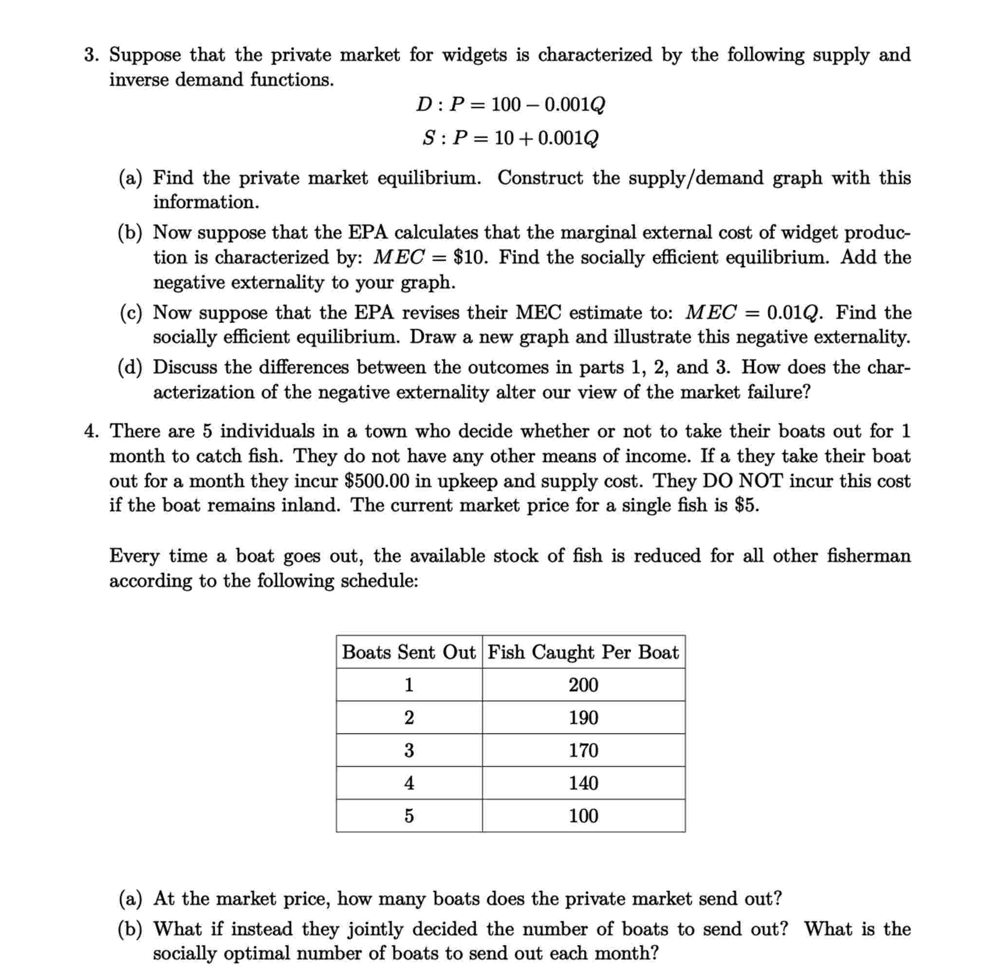 3 . Suppose that the private market for widgets