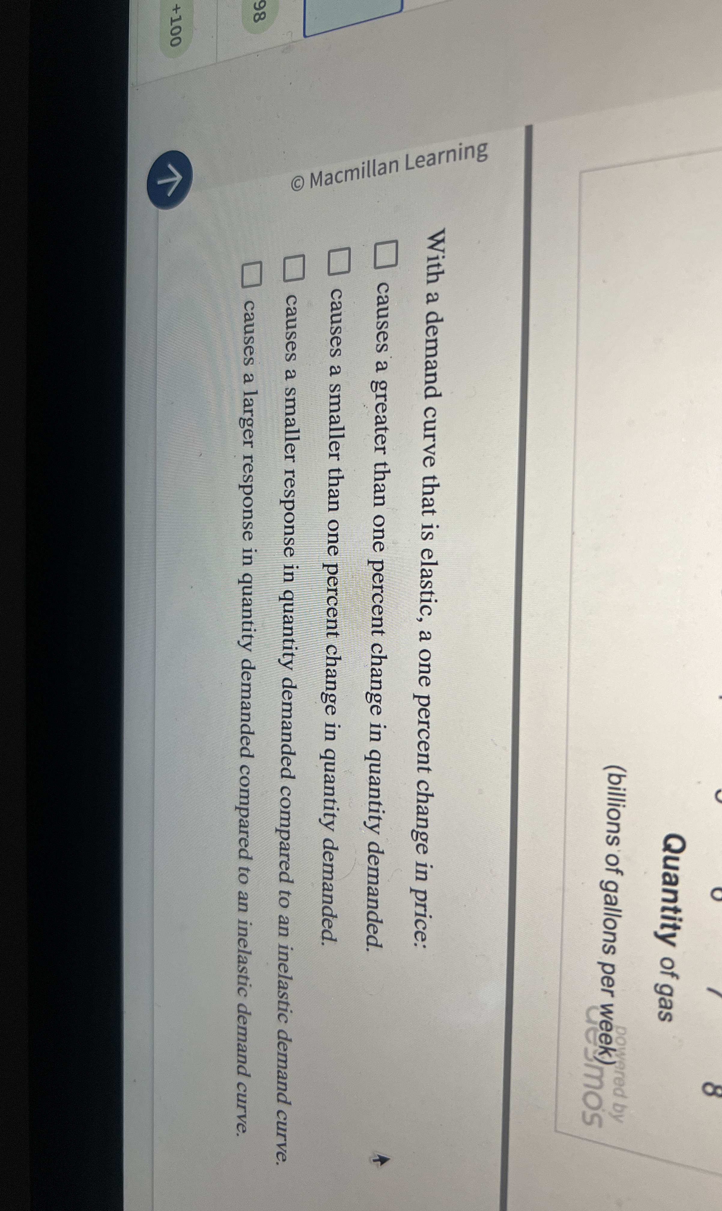 Quantity of gas ( billions of gallons per week )