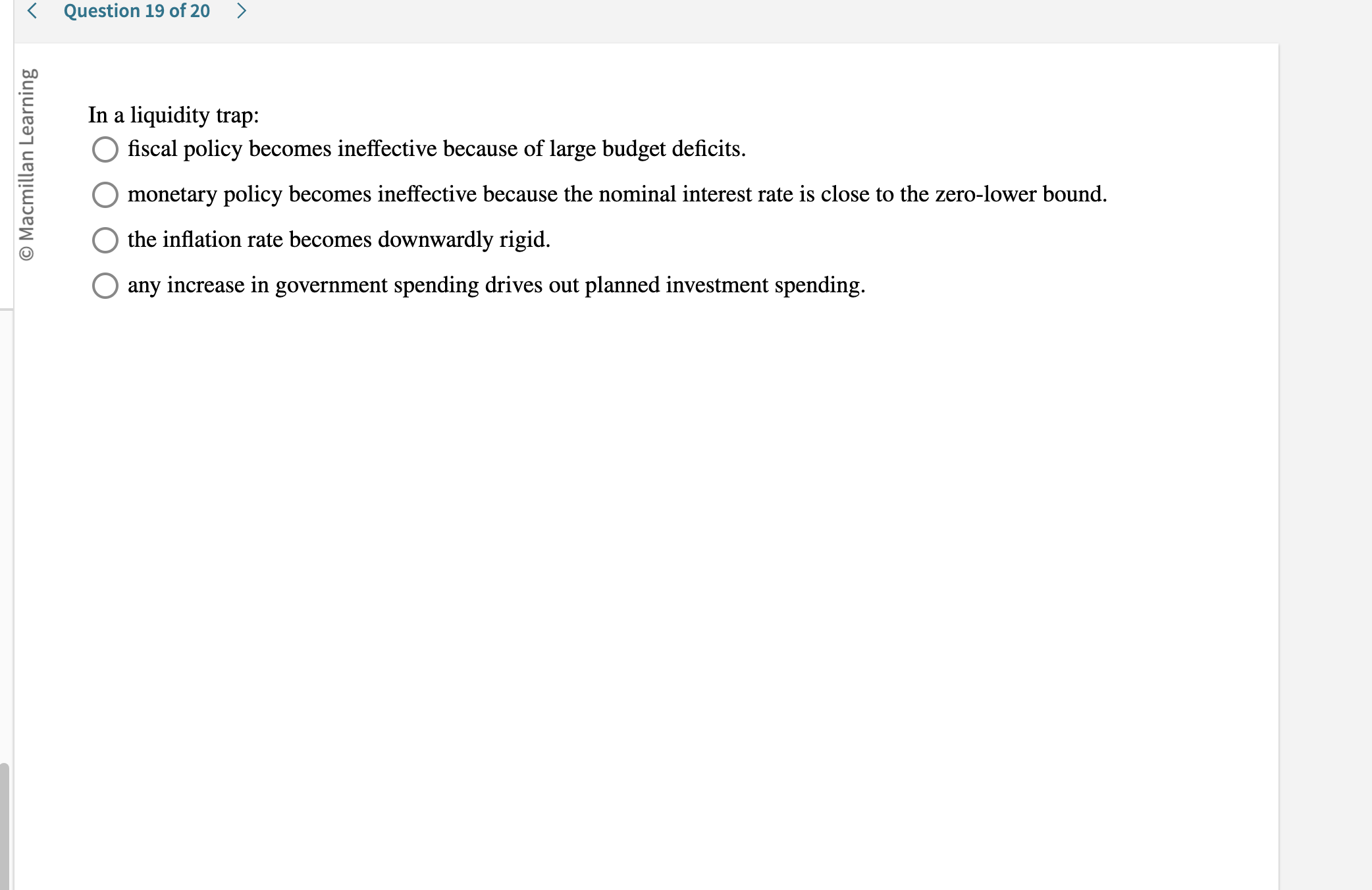 In a liquidity trap: fiscal policy becomes