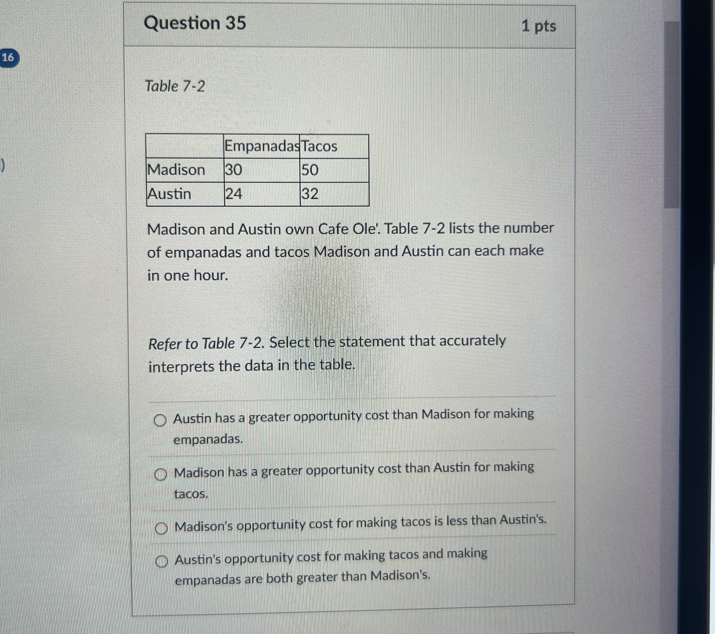 Question 3 5 1 pts 1 6 Table 7 - 2 \ table [ [ ,