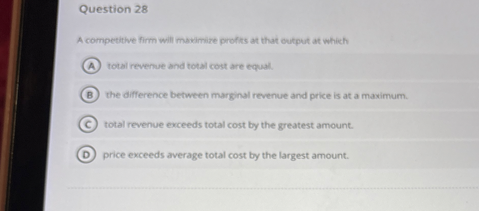 Question 2 8 A competitue firm will maximize