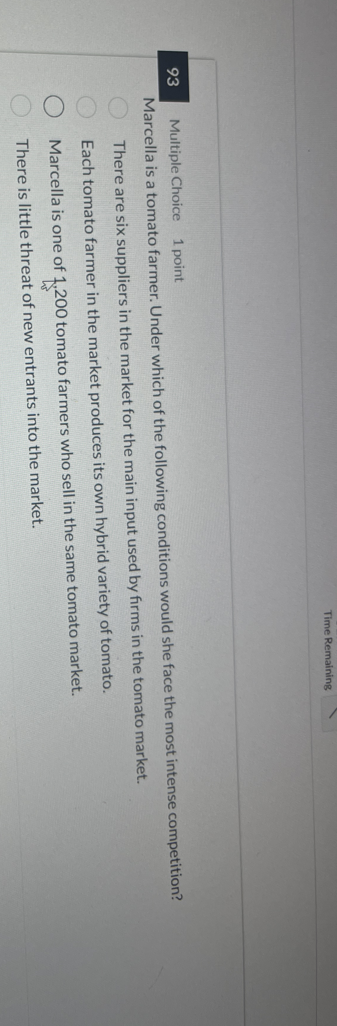 Time Remaining 9 3 Multiple Choice 1 point