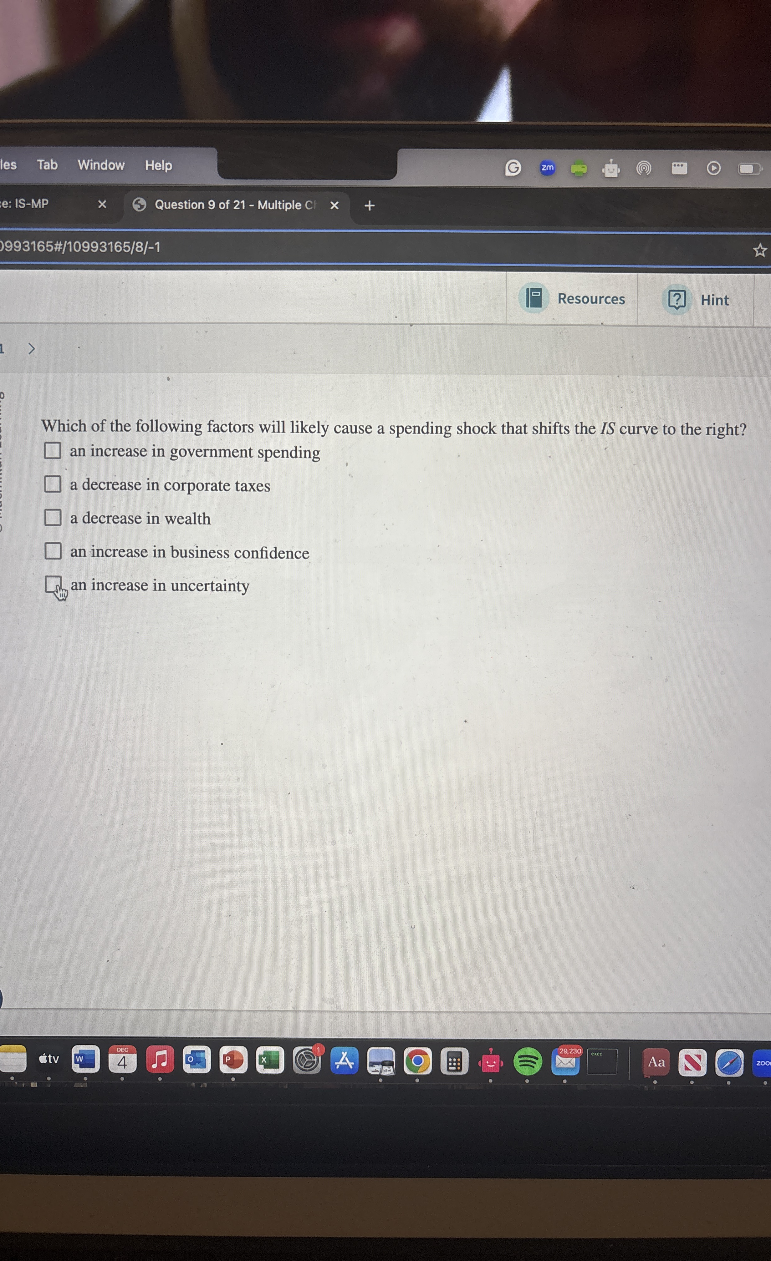 les Tab Window Help e: IS - MP Question 9 of 2 1