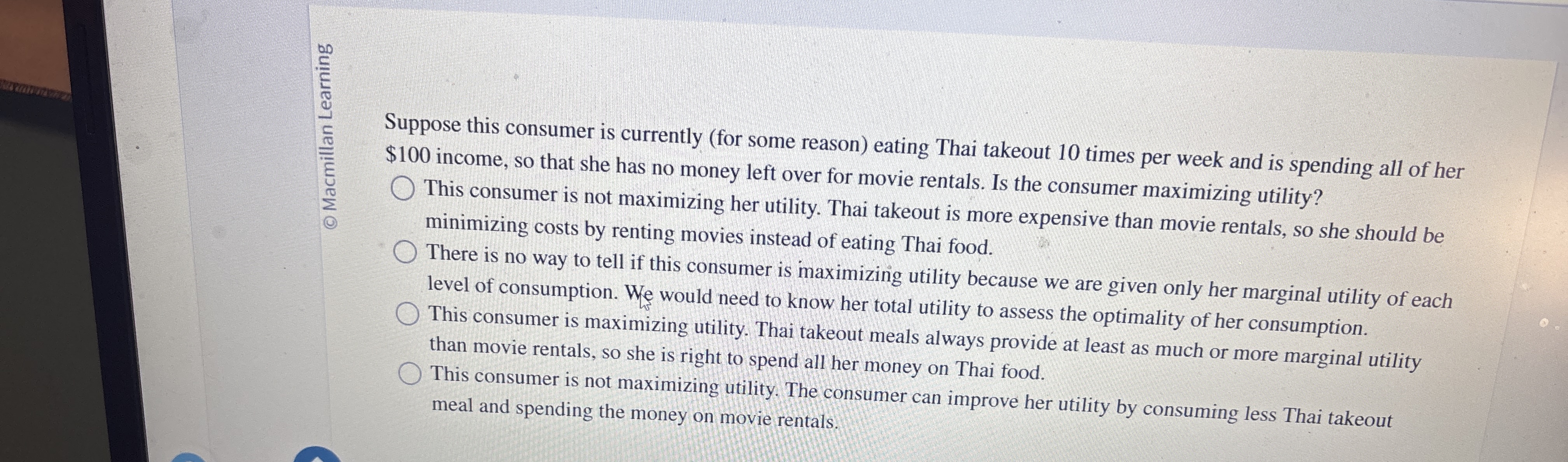 Suppose this consumer is currently ( for some