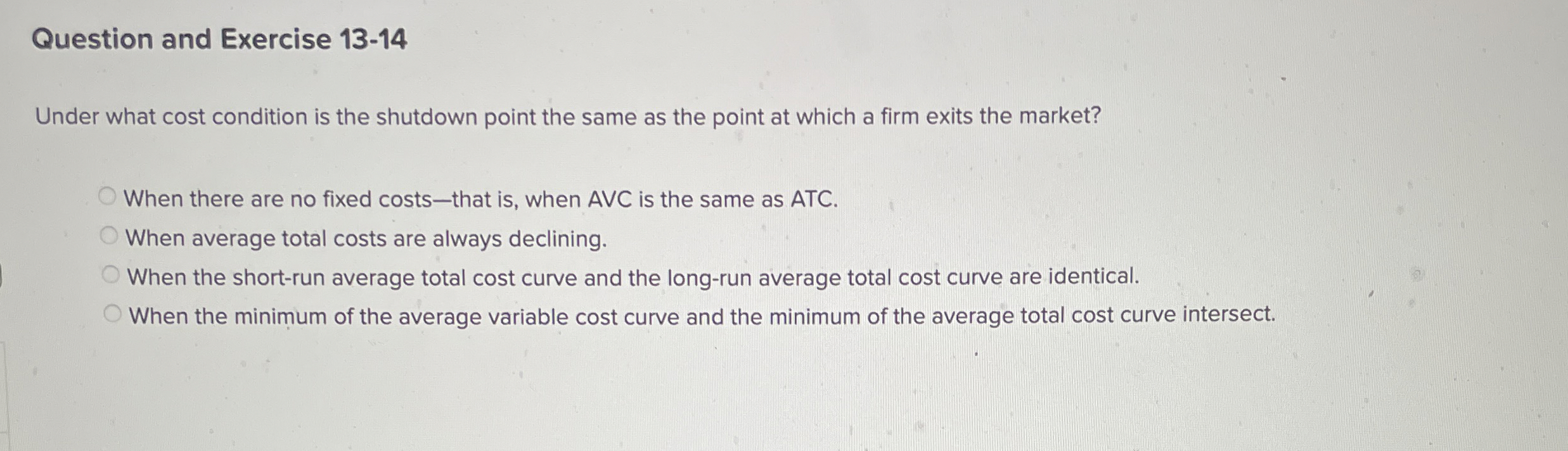 Question and Exercise 1 3 - 1 4 Under what cost
