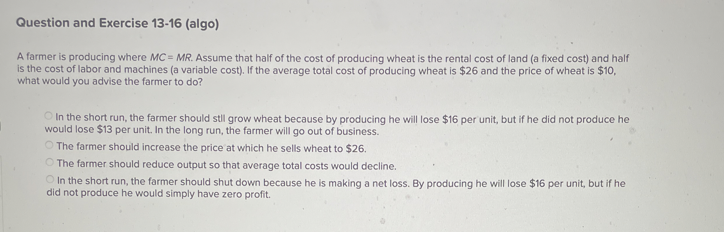 Question and Exercise 1 3 - 1 6 ( algo ) A farmer