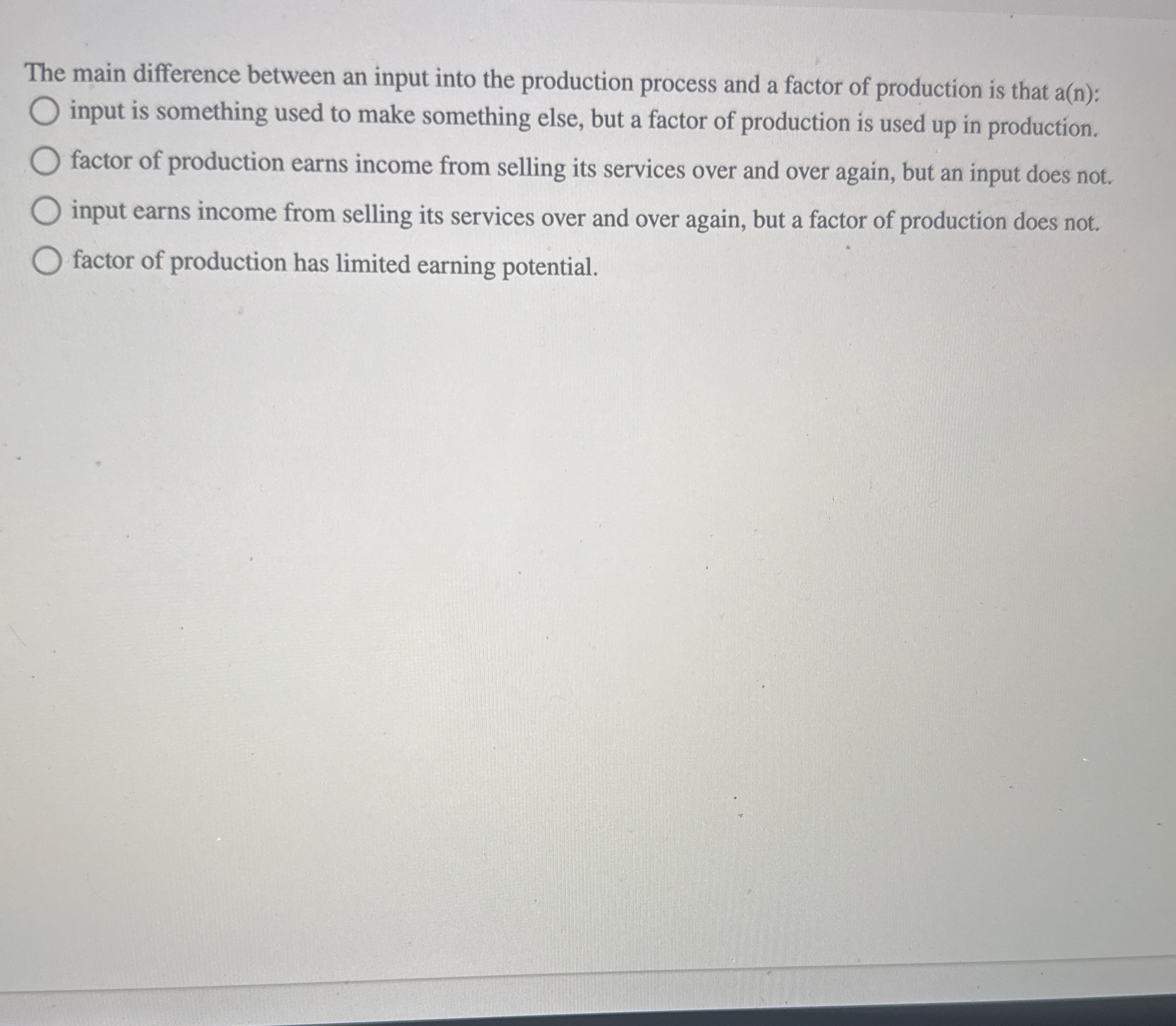 The main difference between an input into the