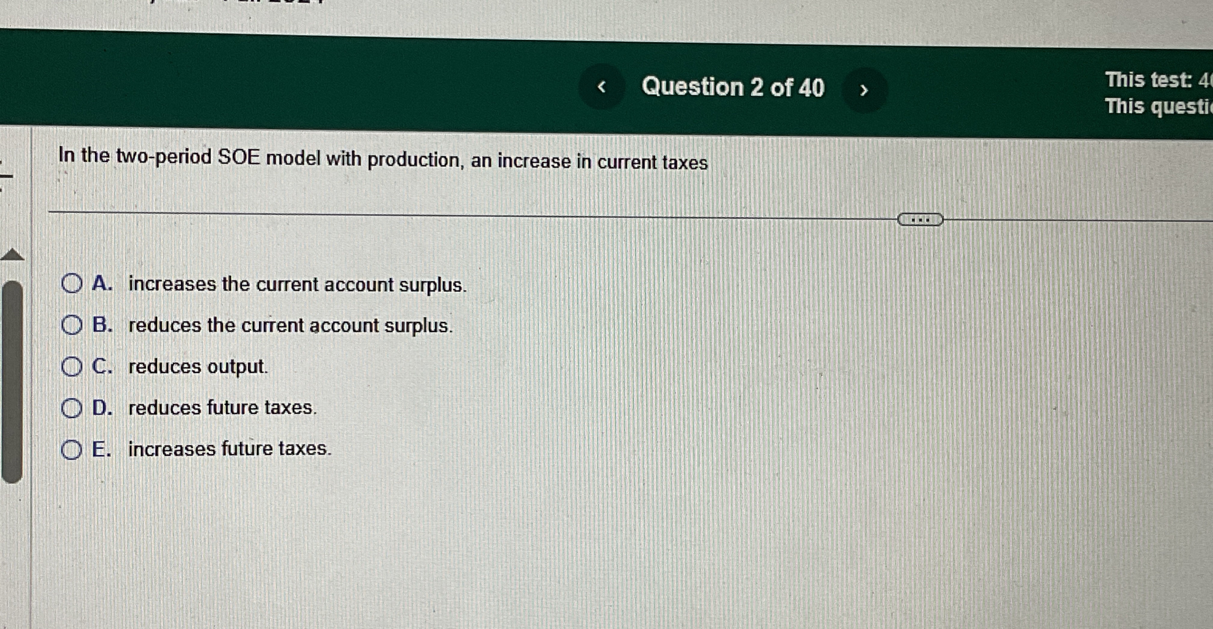 Question 2 of 4 0 This test: 4 This questi In the