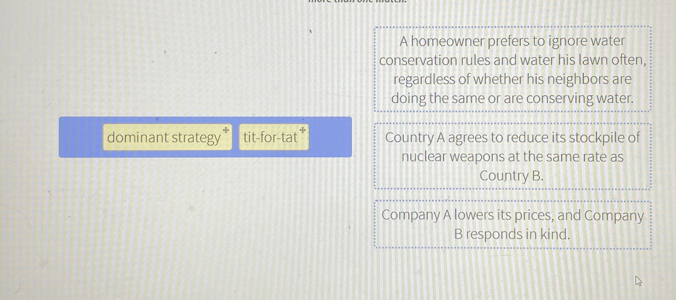 A homeowner prefers to ignore water conservation