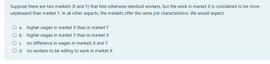 Suppose there are two markets \ ( ( X \ ) and \ (