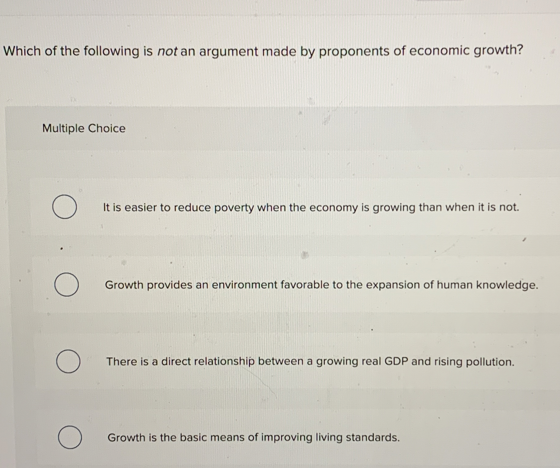 Which of the following is not an argument made by