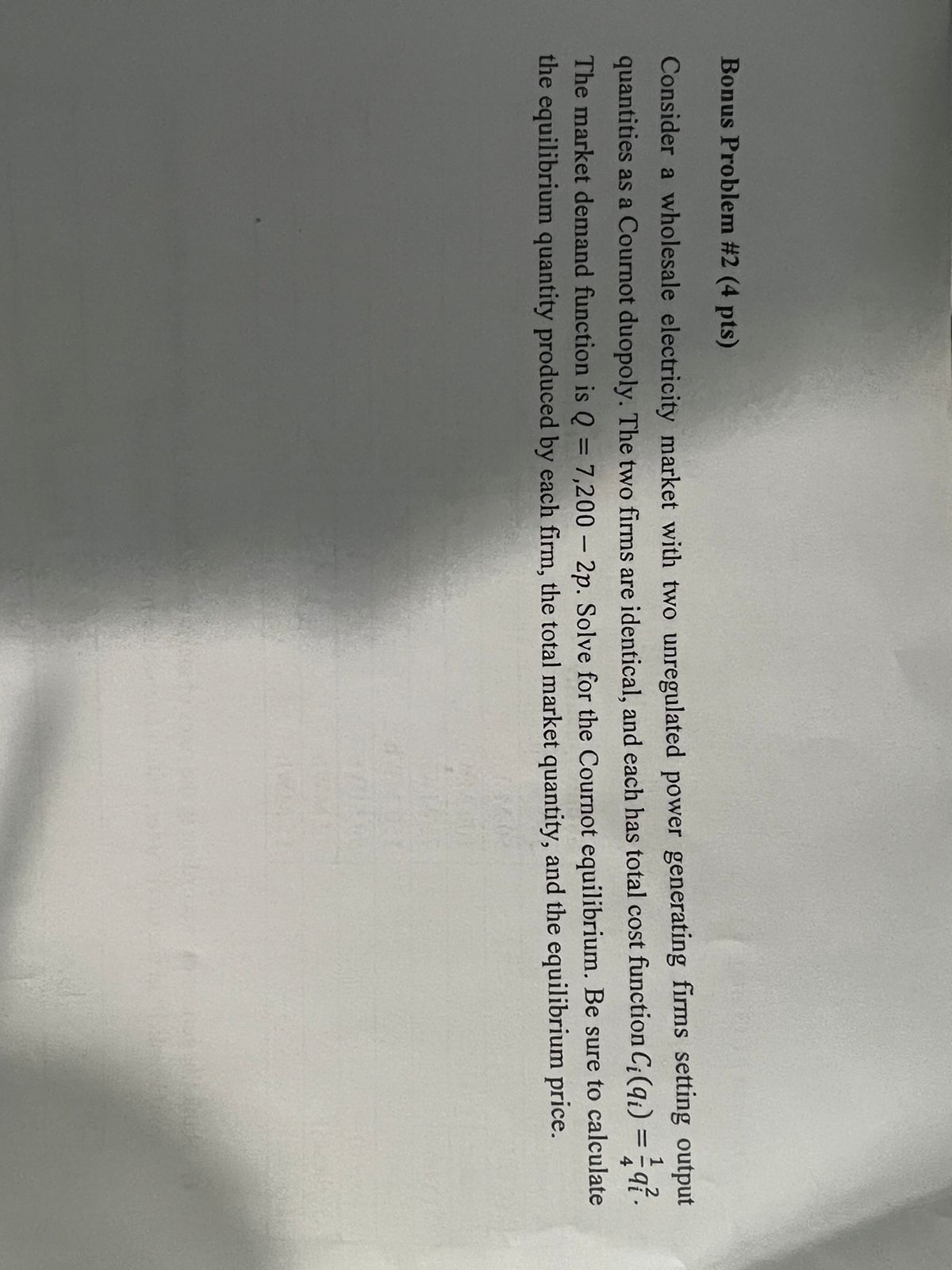 Bonus Problem # 2 ( 4 p t s ) Consider a