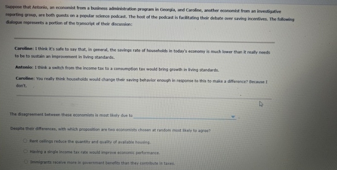 Suppose that Antonio, an economist from a