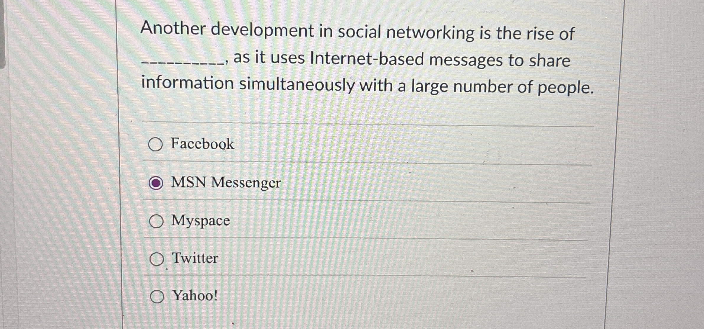 Another development in social networking is the