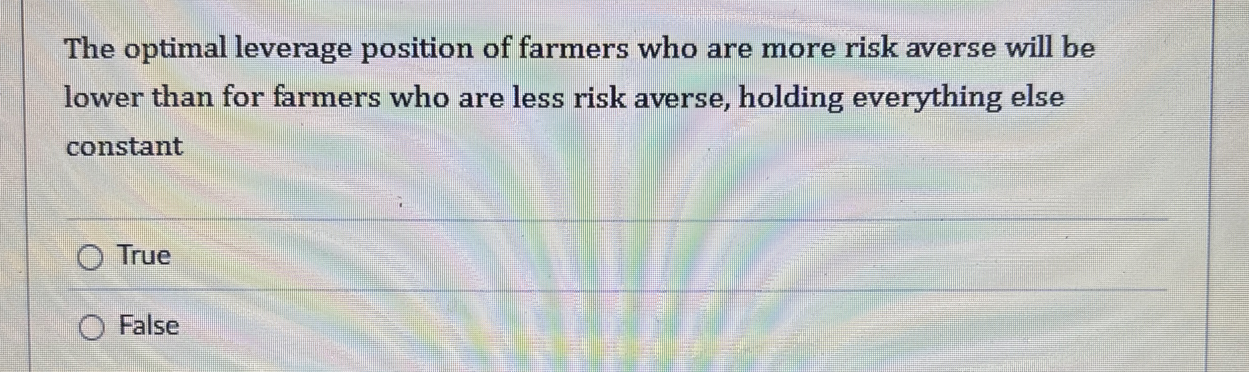The optimal leverage position of farmers who are