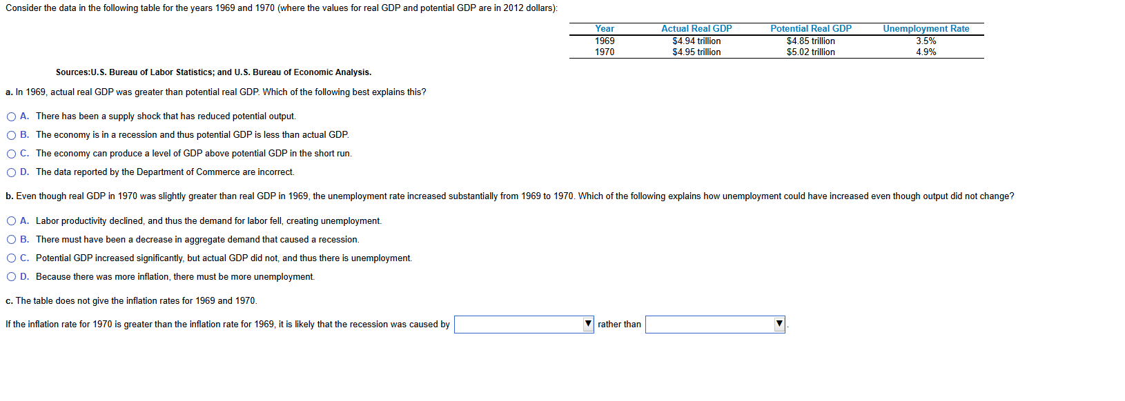 Consider the data in the following table for the