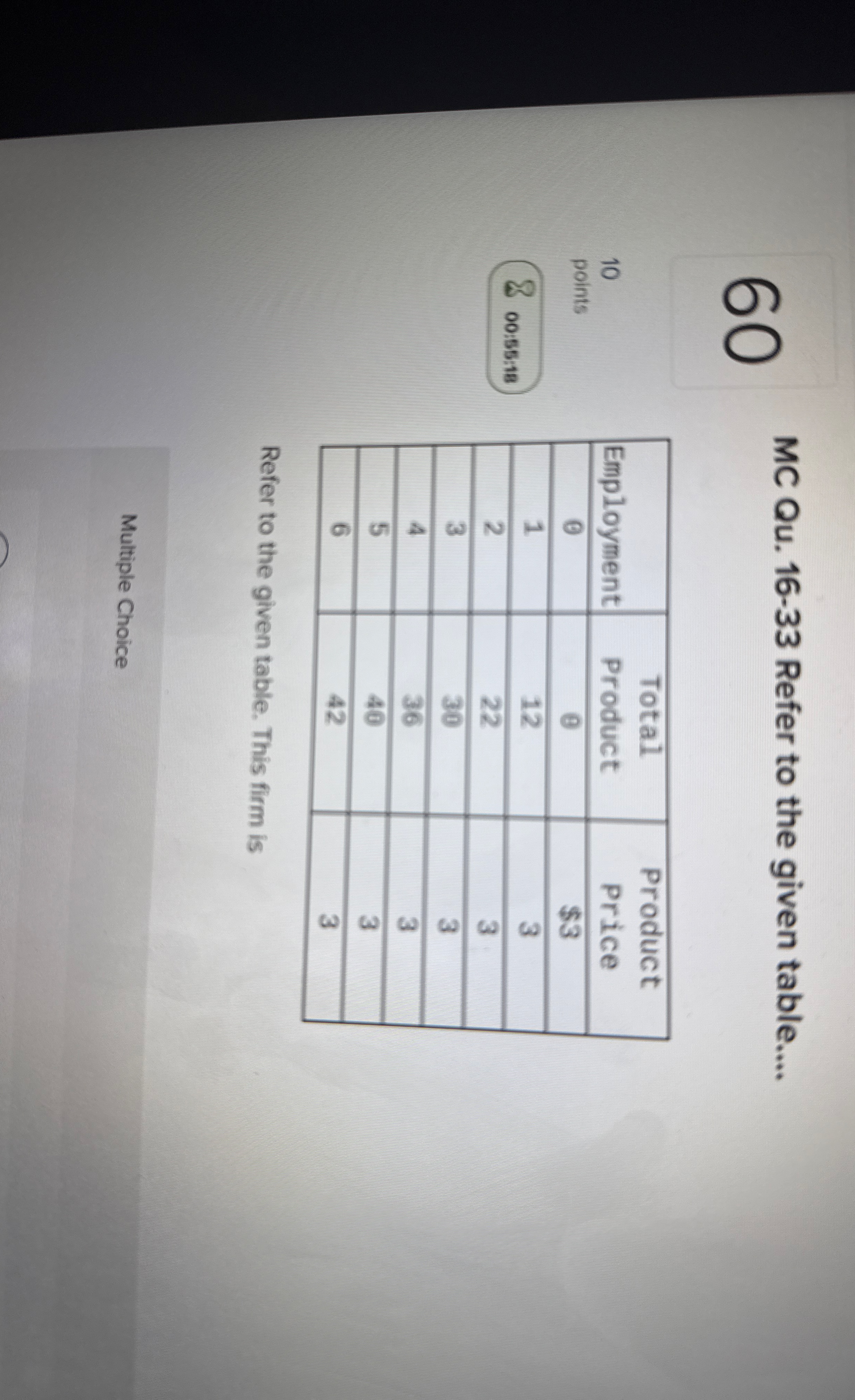 6 0 MC Qu . 1 6 - 3 3 Refer to the given