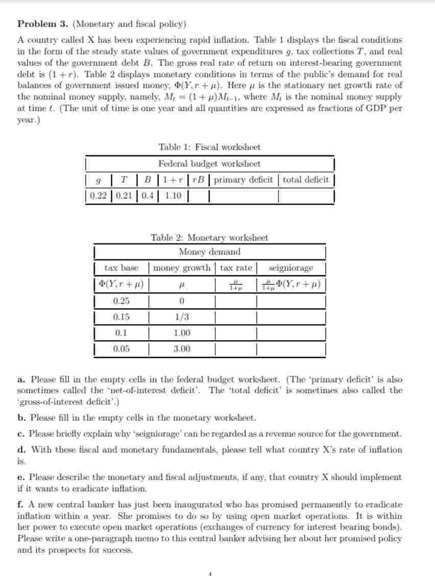 Please solve the following macro economic