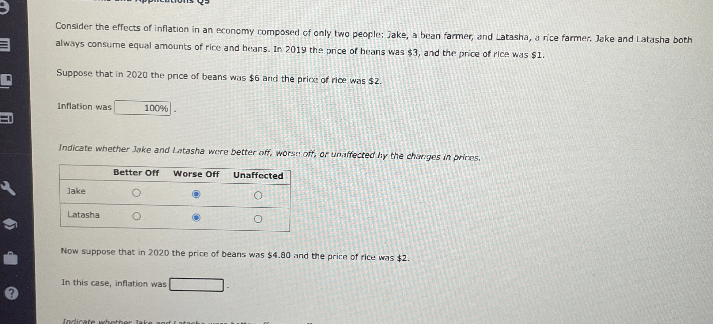 Consider the effects of inflation in an economy