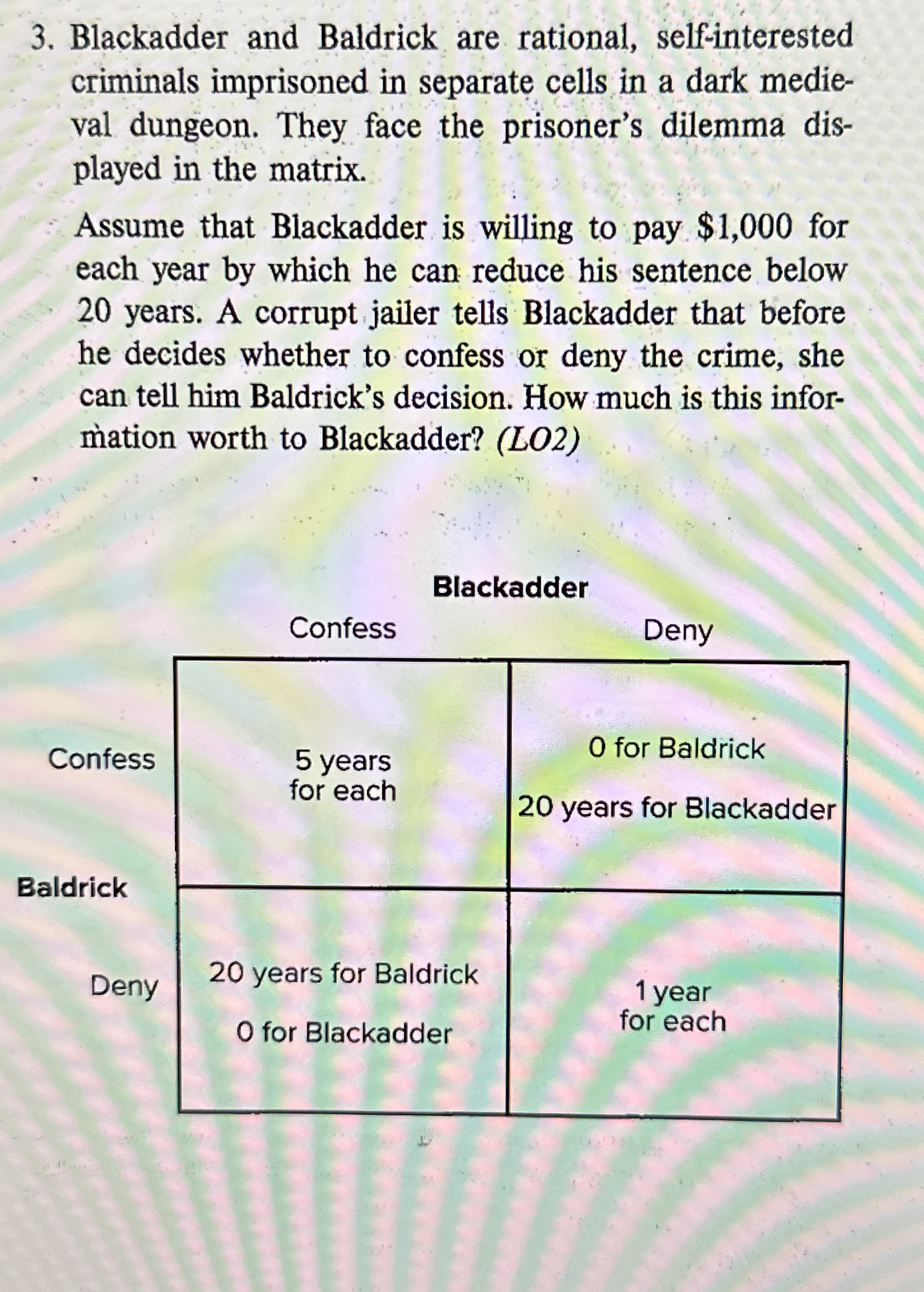 Blackadder and Baldrick are rational, self -