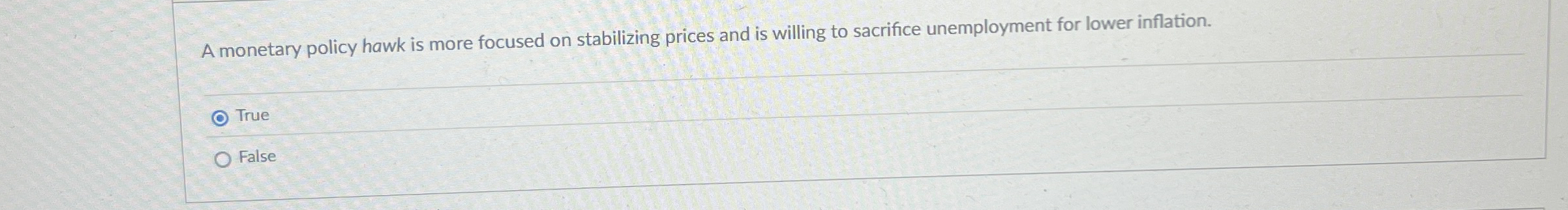 A monetary policy hawk is more focused on