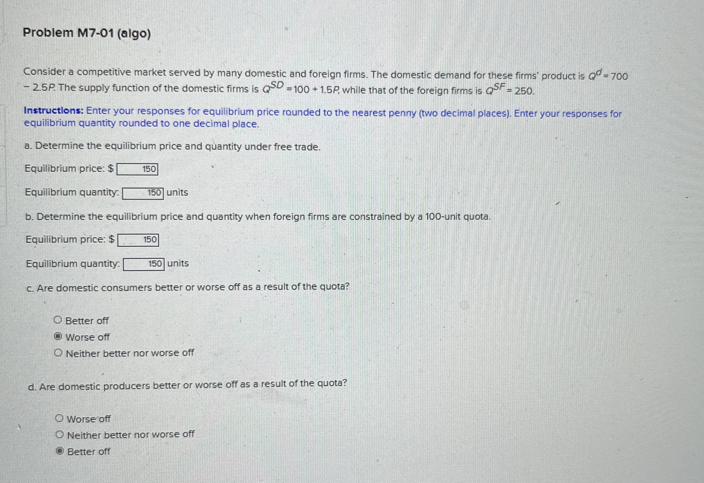 Problem M 7 - 0 1 ( algo ) Consider a competitive