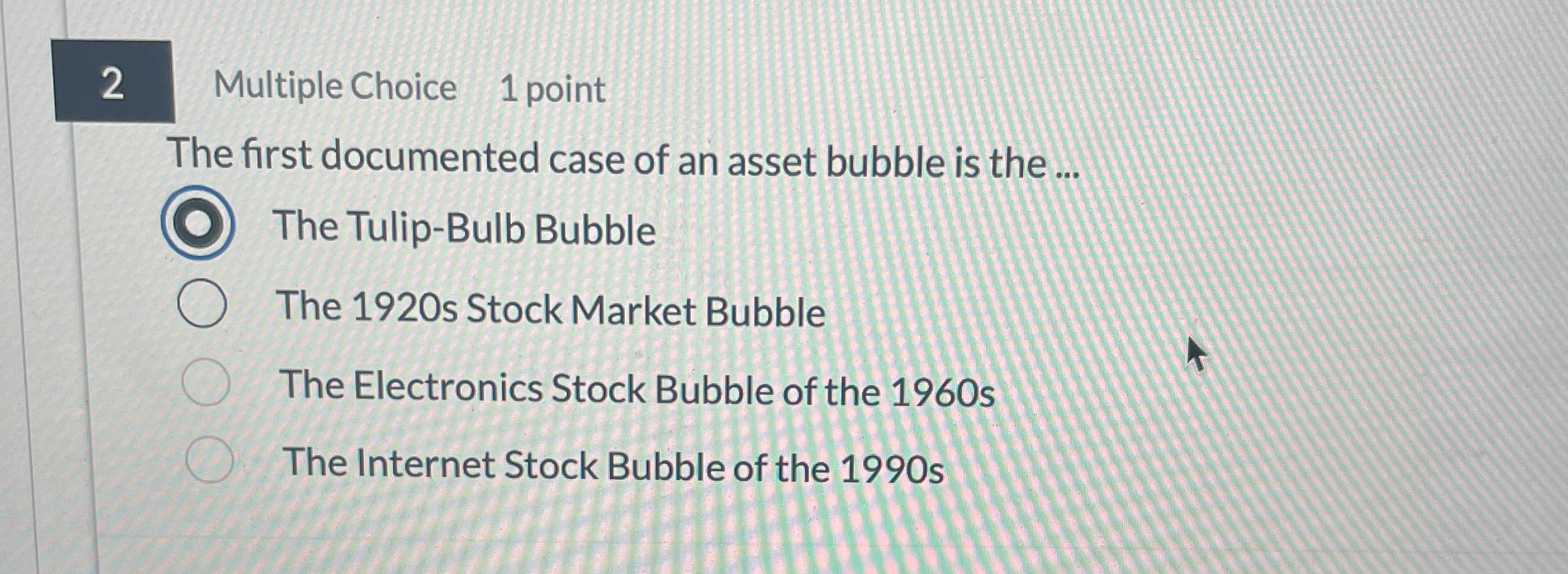 2 Multiple Choice 1 point The first documented