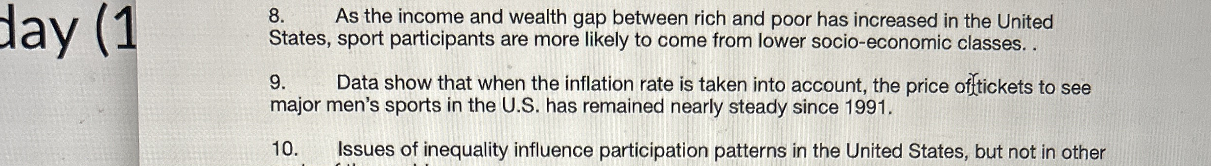 day ( 1 8 . True or False As the income and