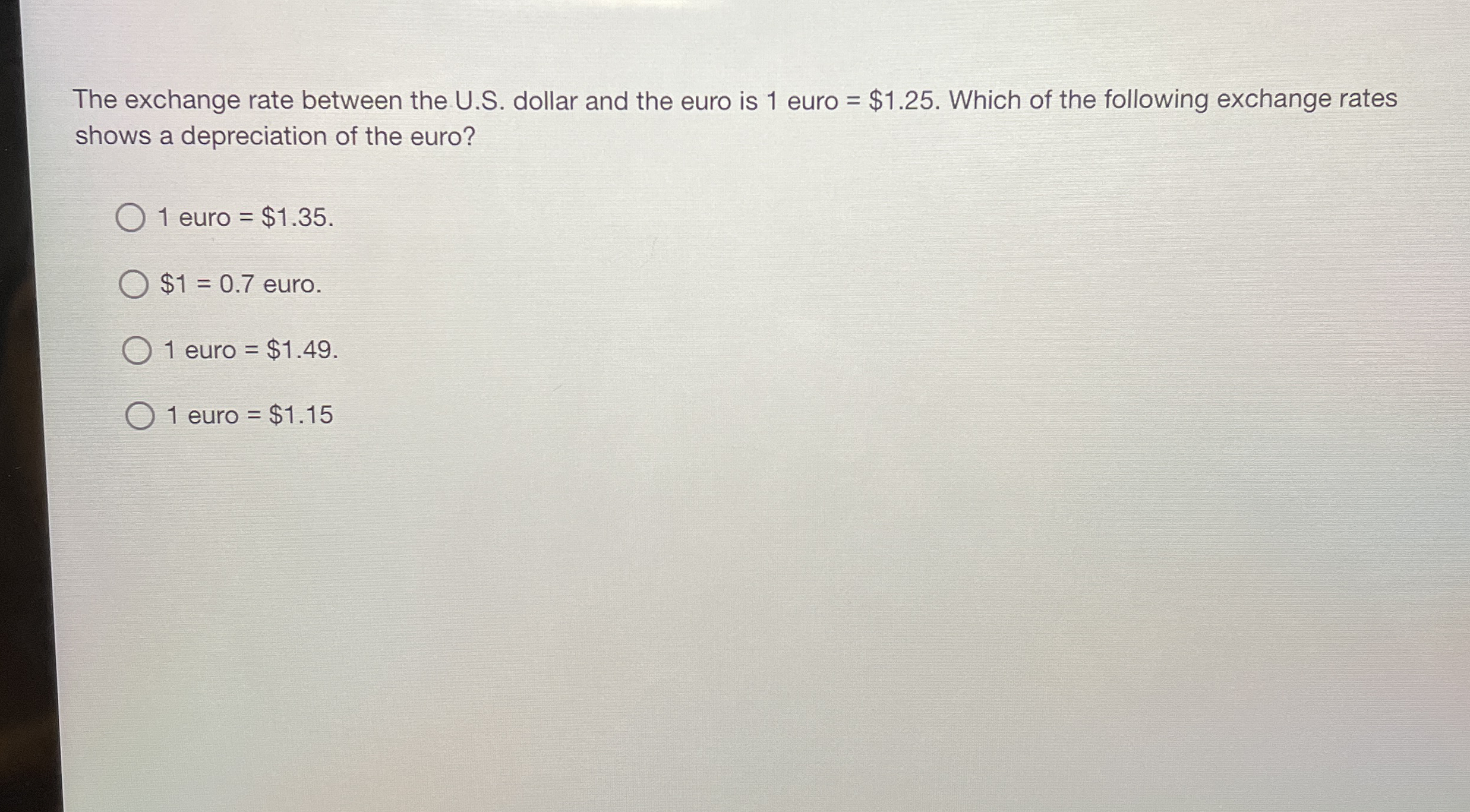 The exchange rate between the U . S . dollar and