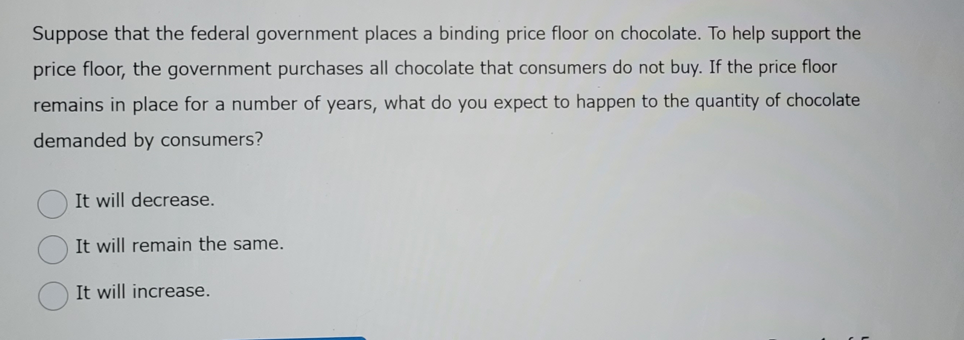 Suppose that the federal government places a