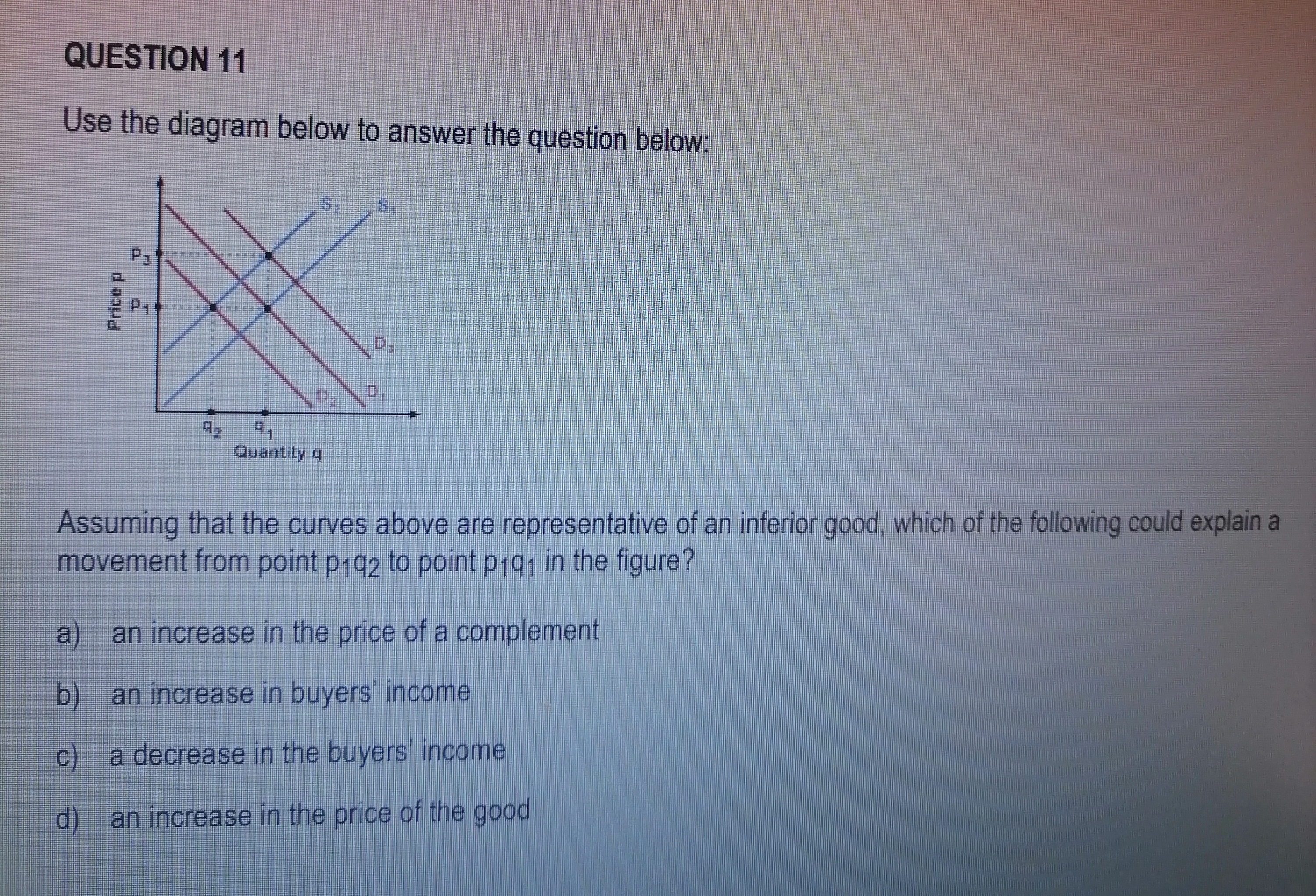 QUESTION 1 1 Use the diagram below to answer the
